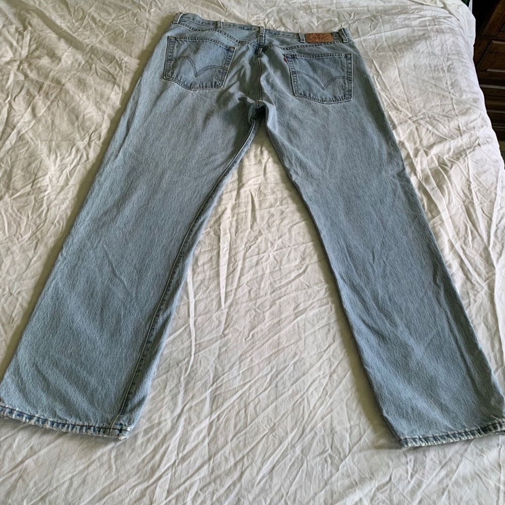 Levi's 40x34 501 Original Fit Jeans Light Wash Blue Button Fly Straight Leg